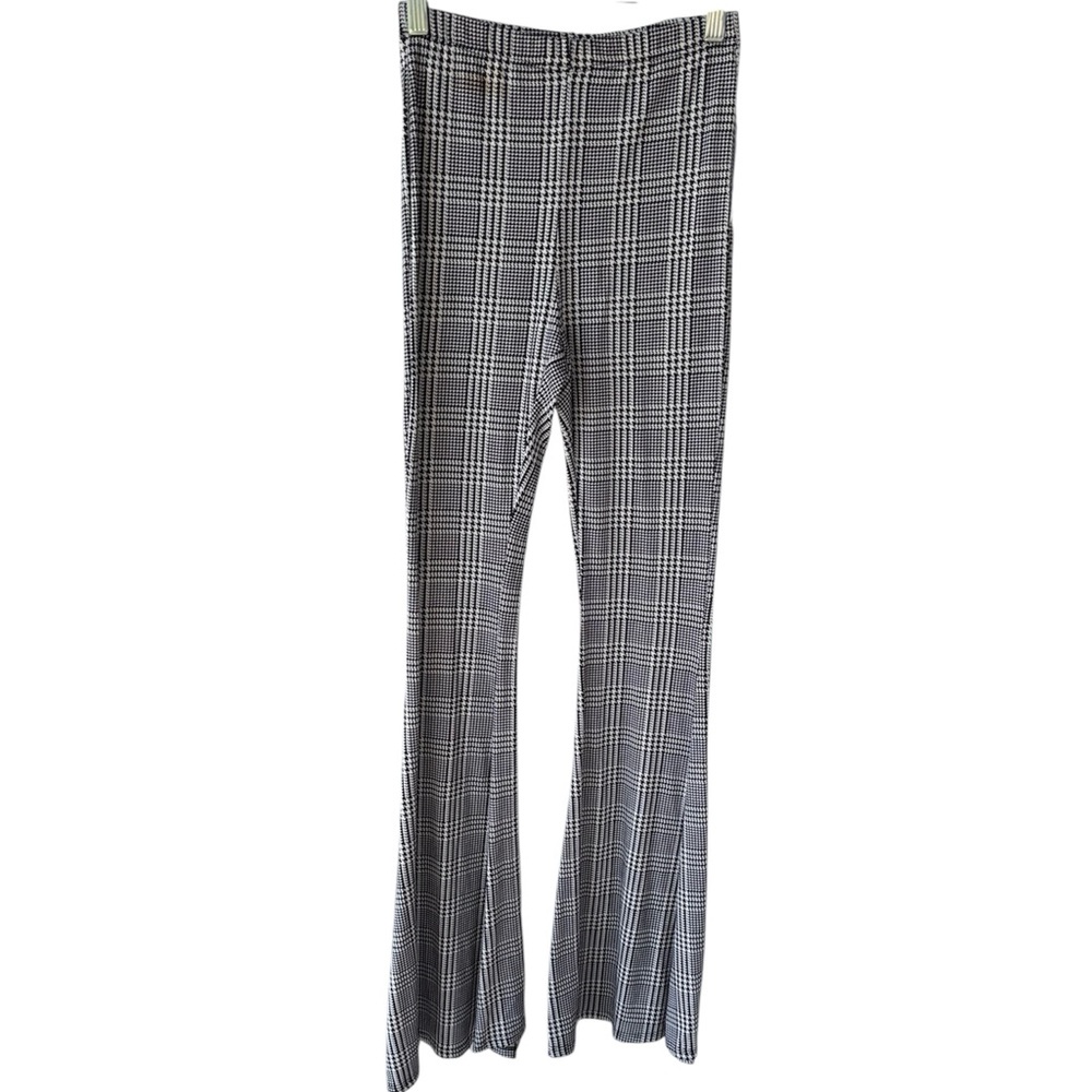 Black and White Plaid bell bottom Women's Pants sz xs